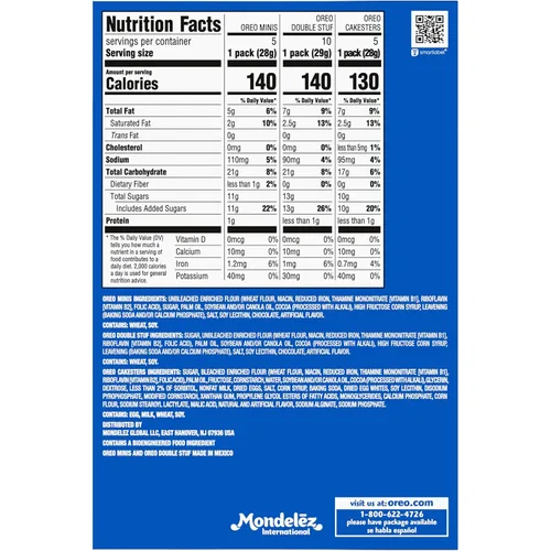 Vista 3 de OREO Lovers - Paquete variado de galletas OREO Minis y Double Stuf de chocolate, pasteles suaves OREO Cakesters, 20 paquetes de aperitivos