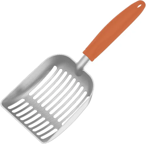 Vista 7 de Cuchara de arena para gatos, tamiz de aleación de aluminio, cuchara para gatitos, cuchara pequeña para gatos que es resistente y resistente