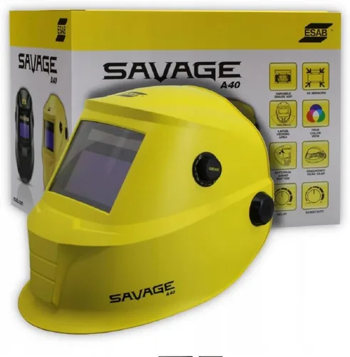 Vista 3 de ESAB 0700000491 SAVAGE A40 - Casco de soldadura amarillo con oscurecimiento automático, ajuste de sombra externo, oscurecimiento automático