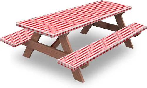 Vista 18 de KENOBEE Funda para Mesa y Banco de Picnic de 5 Pies, Esenciales de Camping Equipo para RV, 60 Pulgadas Impermeable Resistente al Viento Mantel