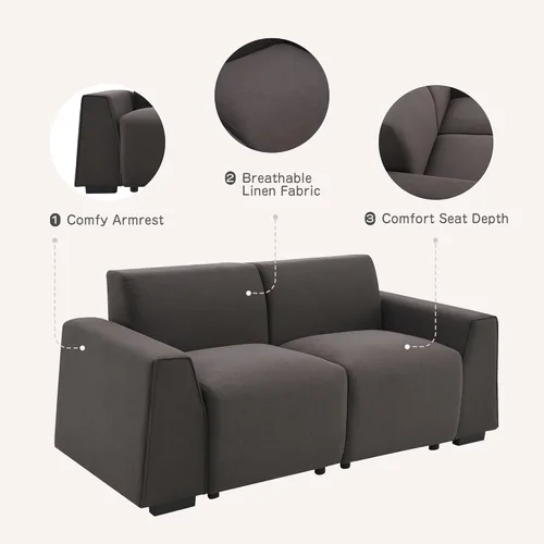 Vista 6 de LUMISOL Sofás de asiento profundo para sala de estar, moderno sofá tapizado de 3 plazas, cómodo sofá de dos plazas de gran tamaño, sofá nube