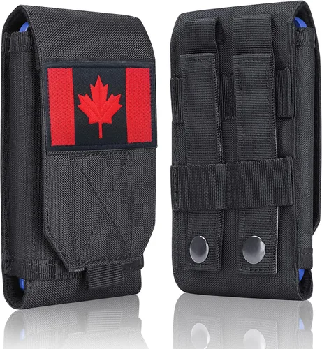Funda táctica negra Molle impermeable para teléfono celular, funda resistente para iPhone 11, 12, 13 Pro Max, menos de 6.7 pulgadas (se adapta a