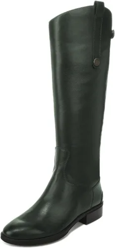 Vista 7 de YDN Botas planas elegantes hasta la rodilla para mujer, puntera cerrada, cremalleras traseras, tacones bajos, botas de equitación, zapatos