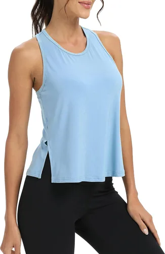 Vista 3 de Bestisun Camiseta sin mangas de entrenamiento atlético con espalda cruzada para mujer