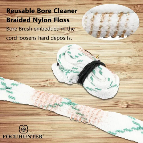 Vista 4 de FOCUHUNTER Cuerda de limpieza de barril, cepillo de latón de limpieza de barril, limpiador de barril compacto, cuerda de limpieza reutilizable