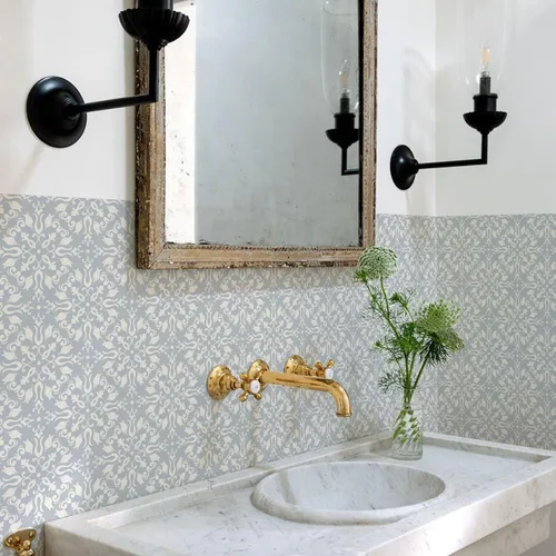 Vista 38 de Alwayspon 12 calcomanías de azulejos de pared retro florales mate para transferir, despegar y pegar, calcomanías de vinilo autoadhesivas