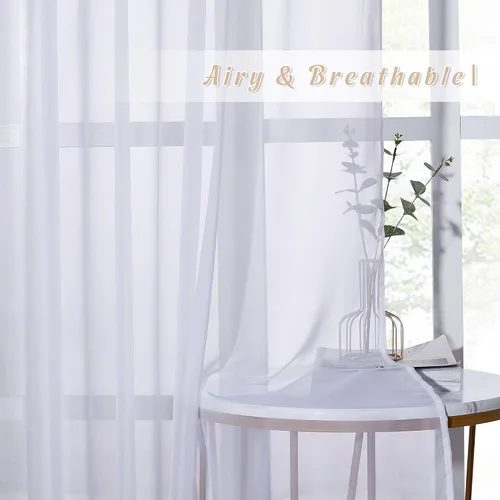 Vista 5 de NICETOWN Cortina para puerta corrediza extra ancha, con ojales en la parte superior, cortina decorativa vertical de gasa transparente, panel