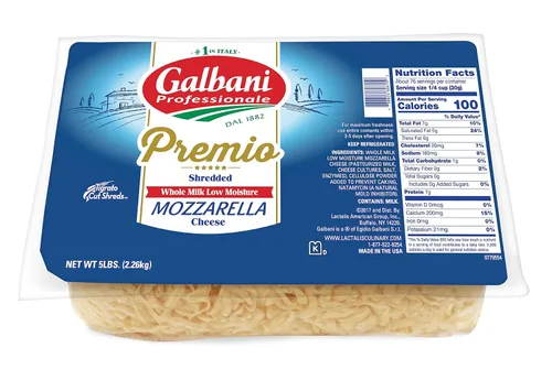 Galbani Professionale Premium - Mezcla de mezcla de queso de baja humedad con leche entera de baja humedad, 5 libras, 6 por caja.
