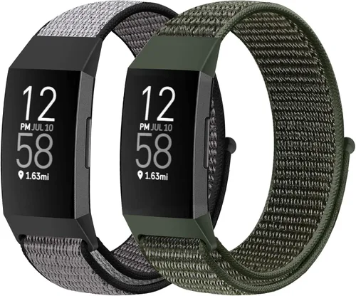 Vista 26 de Correas de reloj de nailon compatibles con Fitbit Charge 4/Charge 3/SE, pulsera de repuesto transpirable suave para deporte, correa con banda