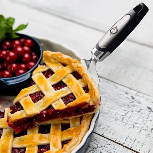 Vista 6 de Servidor de tartas de cubiertos de acero inoxidable para tartas, cortador de pizza, cortador de postre de tarta (negro)