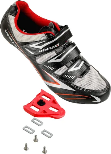 Venzo Zapatos de ciclismo de carretera para hombre, 3 correas, compatibles con Delta Shimano SPD y Look ARC Delta, perfectos para bicicletas de