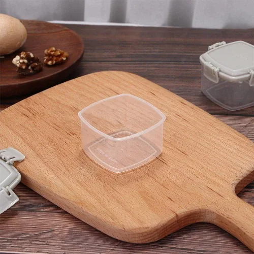Vista 4 de 4 piezas Mini Jam Squeeze Bottle Jar Salsa Condimento Caja con tapa, Botella Exprimible Portátil PP Cocina Fácil Limpieza Contenedor