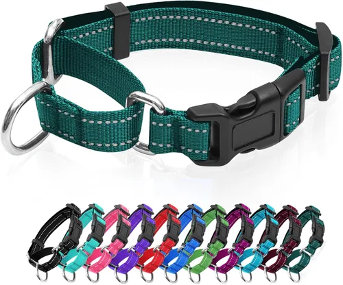 Vista 16 de Collares de perro Martingale reflectantes. Collar de perro con hebilla de liberación rápida. Collar de mascota de nylon ajustable, suave, acolchado