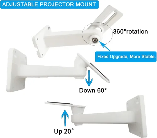 Vista 4 de 2-Be-Best Soporte de pared para mini proyector, ángulo mejorado, longitud de montaje de proyector ajustable de 7.9 pulgadas, rotación de 360°