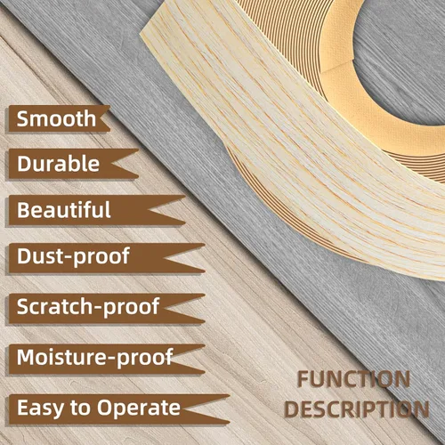 Vista 6 de GSCIT Club - Bandas de borde de chapa de roble, rollo de 1 pulgada x 25 pies, prepegadas, flexibles, bandas de cinta de madera real para reparación
