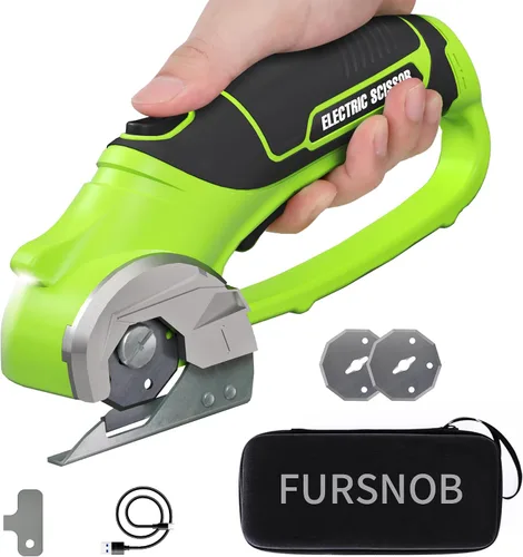 Tijeras eléctricas inalámbricas mejoradas de 4 V, cortador de cartón con 3 cuchillas, funda, carga USB, corte máximo de 1/4 pulgadas, cortador