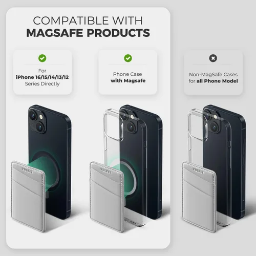 Vista 2 de VULKIT Cartera magnética para teléfono MagSafe, bloqueo RFID, cartera con tarjetero para iPhone serie 16/15/14/13/12 y funda para teléfono