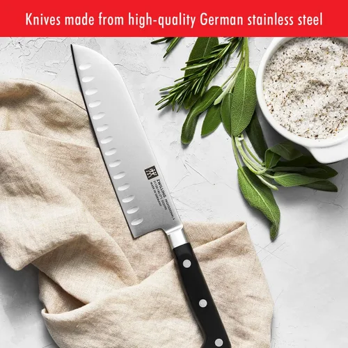 Vista 3 de ZWILLING J.A. Henckels Cuchillo Santoku profesional "S", acanalado, 7", Negro