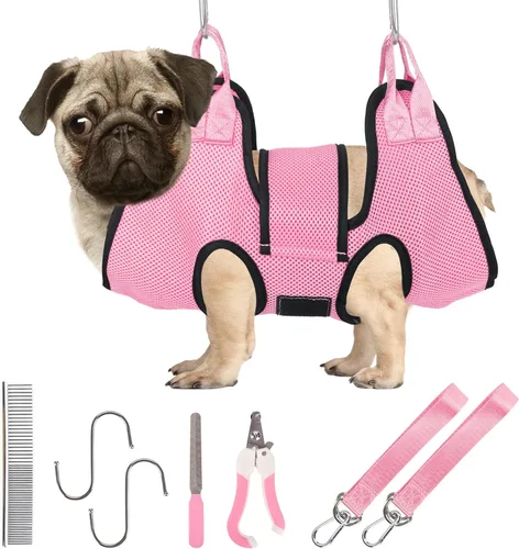 Vista 9 de PatiencET Hamaca de Aseo para Perros, Hamaca de Aseo para Mascotas para Gatos y Perros, Soporte para Perros para Recortar Uñas, Cabestrillo