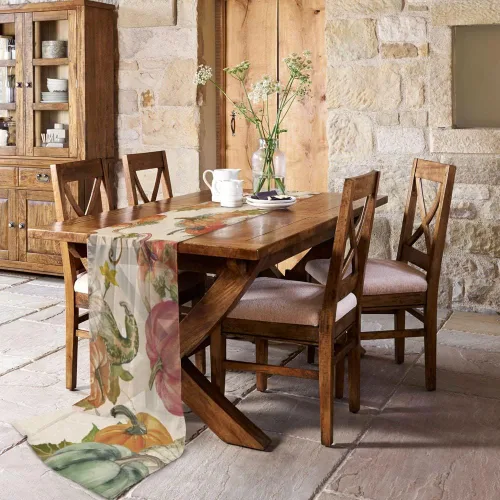 Vista 3 de Double Love Fall Autumn Pumpkins Chiffon Table Runner 55 Inches Long, Voile Sheer Tulle Runner for Rustic Wedding Reception Bridal Shower