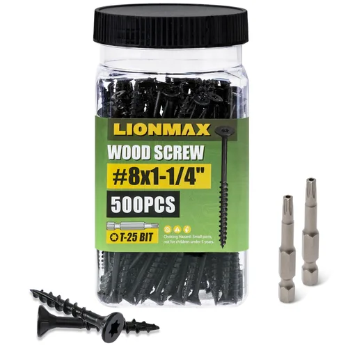 Vista 38 de LIONMAX Tornillos de cubierta de 3/4 pulgadas, tornillos para madera #8 x 3/4 pulgadas, 100 unidades, resistentes a la corrosión, revestimiento