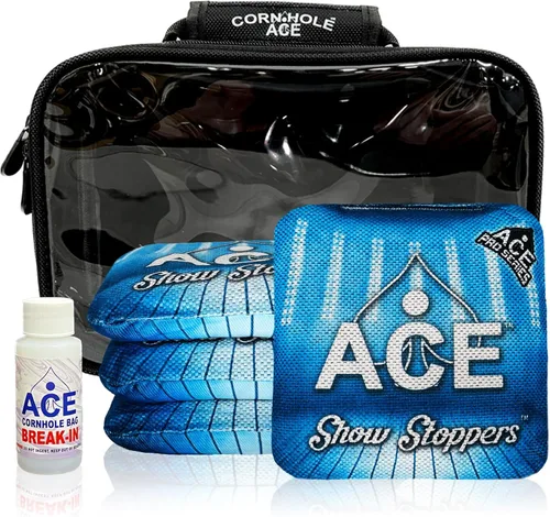 Show Stoppers | ACE Pro Bolsas de Cornhole + kits PRO | Slick Slicker Slicker de doble cara para todo tipo de clima | Bolsa opcional para romper y