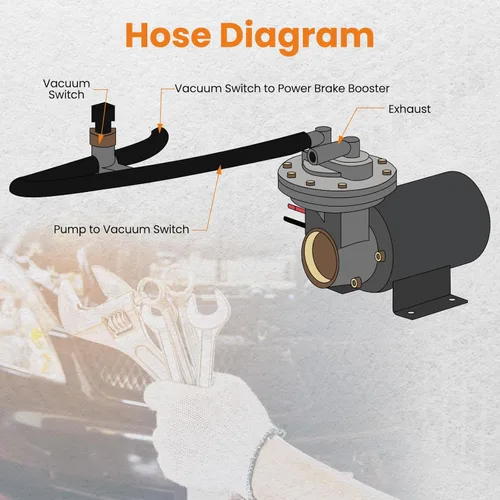 Vista 6 de maXpeedingrods 28146 Kit de bomba de vacío eléctrica de 12V, bomba de vacío del servofreno, bomba de vacío eléctrica de 18" a 22" para freno