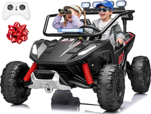 Juguetes de 24 V y 2 plazas para niños grandes, UTV todoterreno XL de 20 pulgadas con motores de 800 W, marco de metal, suspensión de 4 ruedas Negro