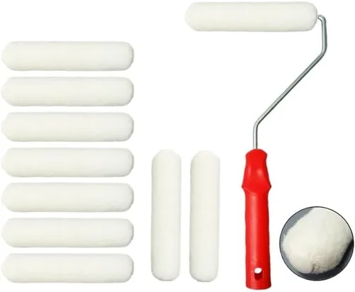 Kit de Rodillos de Pintura Juego De Pinceles De Rodillo De Pintura, Herramientas para Decoración De Pared, Pelo Medio, Poliéster, Siesta, 0.512 in,