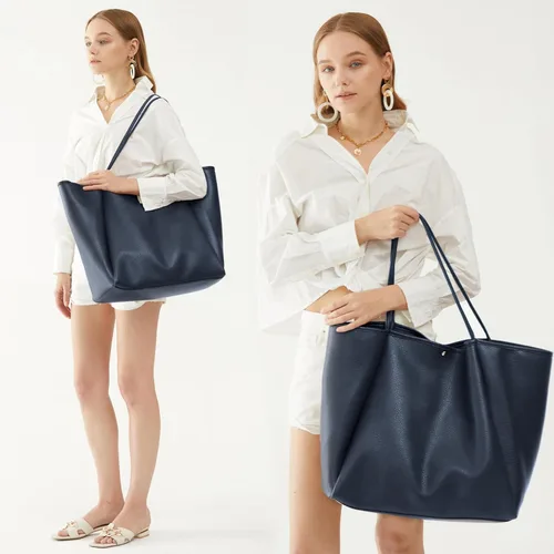 Vista 22 de HOXIS Bolso de mano de cuero PU de gran tamaño para mujer, bolso de fin de semana, bolso de viaje