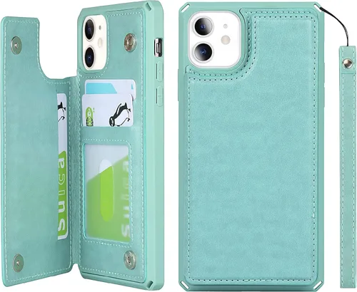 Vista 19 de iCoverCase Funda compatible con iPhone 11 con tarjetero para mujer, bloqueo RFID en relieve, piel sintética con correa de muñeca de 6.1 pulgadas