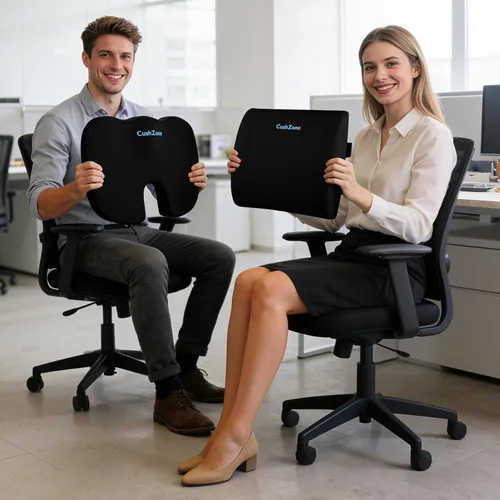 Vista 7 de CushZone Cojín de asiento, almohada de apoyo lumbar con correa ajustable, cojines para silla para aliviar el dolor de ciática, con funda lavable