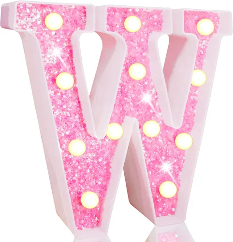 Vista 52 de Pooqla Luces de números de marquesina, números de luz rosa para niñas de 10.º cumpleaños, funciona con pilas, luz nocturna de número con purpurina