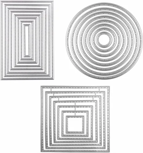 3 formas diferentes de troqueles de corte para plantillas de metal (rectángulo, círculo y cuadrado), herramientas de estampado Urvoo para hacer