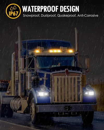 Vista 5 de Partsam 31 luces LED ámbar para marcador de cabina impermeable para techo superior compatible con camiones de remolque