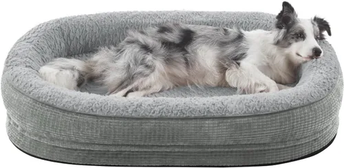 Vista 18 de JOEJOY Cama ortopédica para perros medianos, cama para mascotas de espuma viscoelástica con laterales de refuerzo, forro impermeable, funda