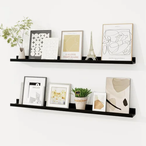 Vista 61 de Fun Memories Floating Picture Ledge Shelves, Wall Mounted Wood Storage Shelf for Bedroom, Living Room, Bathroom, Kitchen, Nursery, Display Picture