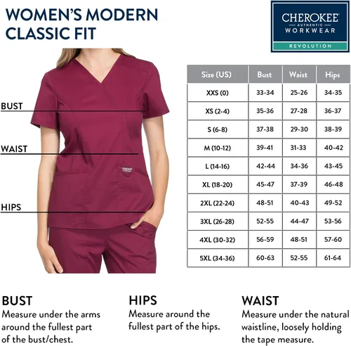 Vista 3 de Workwear Revolution WW610 - Ropa quirúrgica con estilo cruzado falso para mujer, elástica, suave y de fácil cuidado