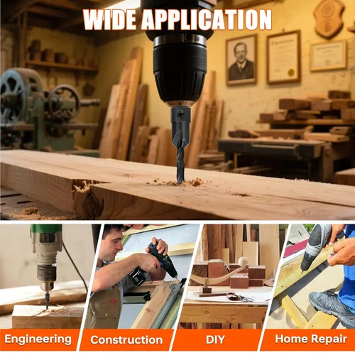 Vista 8 de Juego de brocas avellanadas, 15 piezas M2 cobalto HSS juego de herramientas de carpintería, juego de brocas cónicas de profundidad ajustable con 4