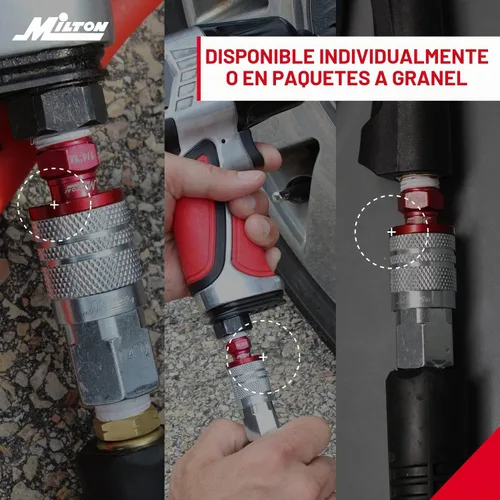Vista 5 de Milton S-303VKIT HIGHFLOWPRO Kit Acoplador y Enchufe Estilo V 1/4 NPT Púrpura - 3 Piezas