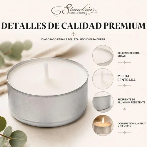 Vista 4 de Stonebriar Paquete de 20 velas de té sin perfume de gran tamaño con 9 horas de tiempo de combustión extendido