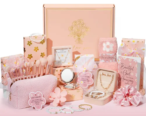 Vista 10 de Cesta de Pascua para adolescentes y adolescentes, 8 piezas de regalo de cumpleaños para adolescentes, regalos de moda con divertidas etiquetas