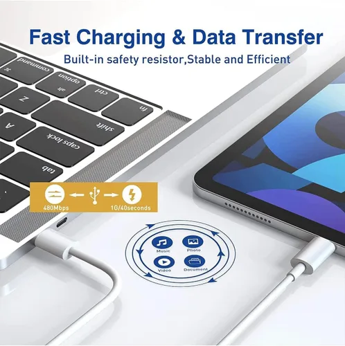 Vista 3 de [Certificado MFi de Apple] Cargador de iPhone 14 de Carga Rápida, Bloque de Cargador USB C Quick Type con Cable de Carga USB C a Lightning de 10