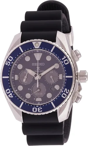 SEIKO Prospex cronógrafo cuarzo esfera azul negro silicona reloj de hombre SSC759J1, Negro -, Buceador, movimiento de cuarzo