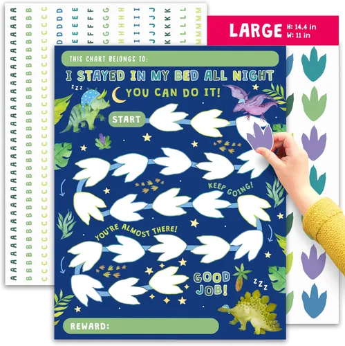 Tabla de recompensas para niños – Tabla de rutina a la hora de acostarse para niños pequeños – Dinosaurios x 10 piezas – Tabla de comportamiento