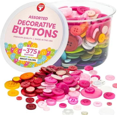Vista 17 de 500 botones surtidos (aproximadamente) para manualidades – Contenedor a granel de 1 libra – Botones pequeños y grandes para coser, camisas, ropa