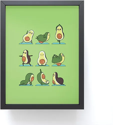 Society6 Avocado Yoga Framed Mini Art Print - Wall Decor by Huebucket - Framed, Small-Scale Work of Art with Gallery-Quality Ink, 3” x 4”, Black