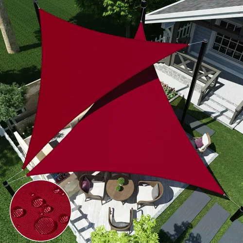 ECOOPTS Toldo impermeable triangular, 5 x 5 x 5 pies, bloqueo UV, para patio al aire libre, pérgola, jardín (rojo)