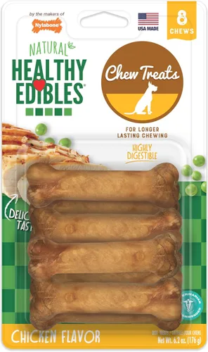 Vista 11 de Nylabone Healthy Edibles - Paquete variado de premios naturales de larga duración para perros pequeños, 34 unidades, sabores de carne asada y pollo