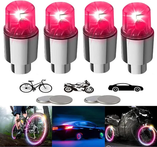 Vista 9 de 4 piezas de luces LED para rueda de bicicleta, tapones para válvulas de neumáticos de automóvil, tapas de vástagos de bicicleta, motocicleta